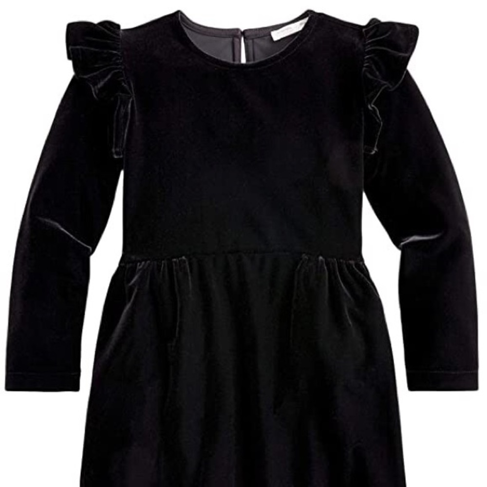Crewcuts black velvet ruffle dress